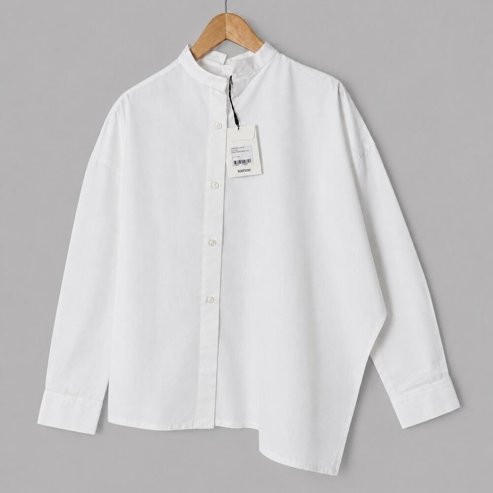 Toteme Asymmetrical Poplin Shirt White Womens Size Small Minimalist Luxury